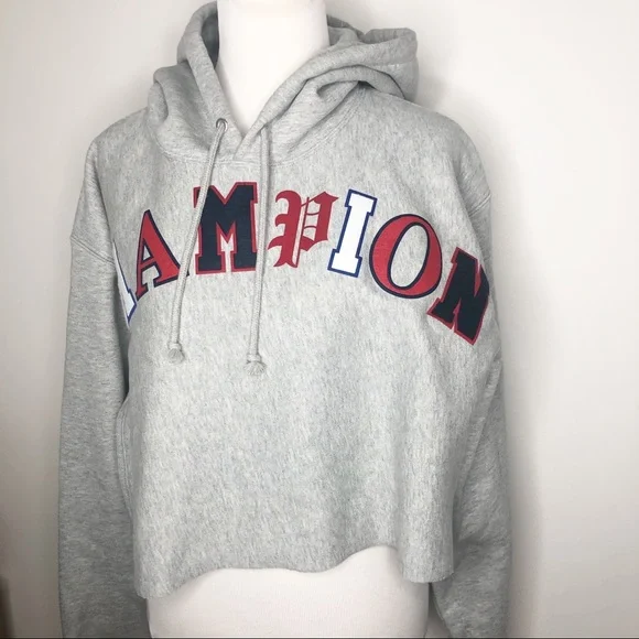 Champion Reverse Weave Crop Cut Off Hoodie L - Picture 7 of 9